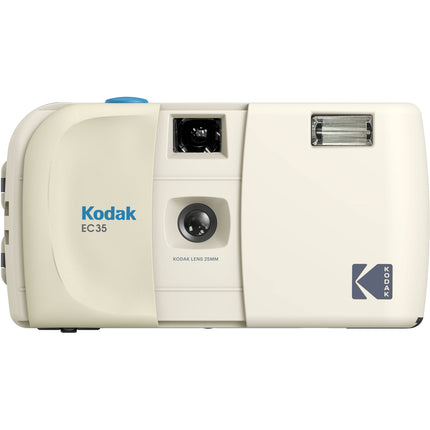 Kodak EC35 Cámara de película 35mm lente 25mm f10 blanco vainilla con correa