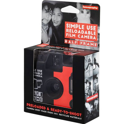 Lomography Half-Frame Cámara de película recargable 40 exposiciones con flash integrado