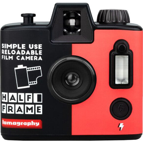 Lomography Half-Frame Cámara de película recargable 40 exposiciones con flash integrado