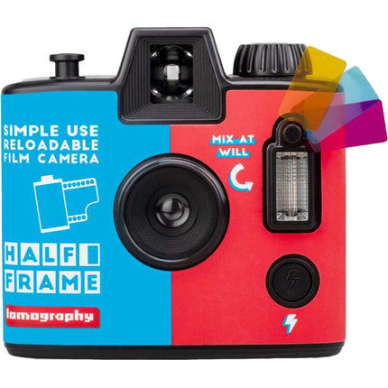 Lomography Half-Frame Cámara de Película Recargable LomoChrome Classicolor 40 Fotos con Lente 21mm f9 y Flash Integrado