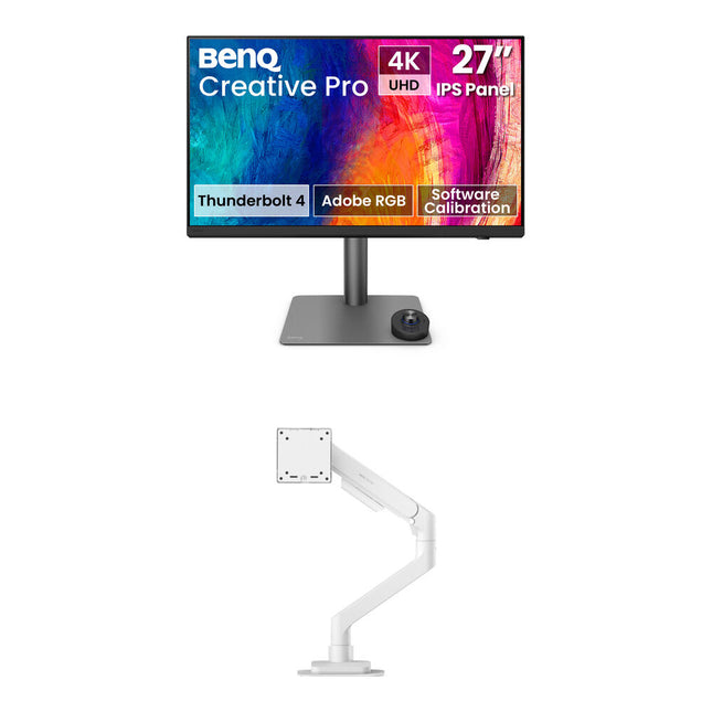 BenQ 27" Monitor Profesional 4K UHD 400 nits con Brazo Ergo Blanco