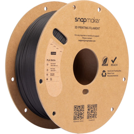 Snapmaker Matte PLA RFID Filamento 1kg Negro Carbón Alta Velocidad
