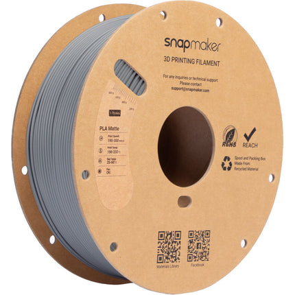 Snapmaker Matte PLA RFID Filamento 1kg Gris Ceniza Alta Velocidad