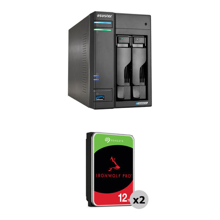 Asustor Lockerstor 2 Gen2+ NAS 24TB 2x12TB 7200 rpm SATA III 4GB RAM RAID