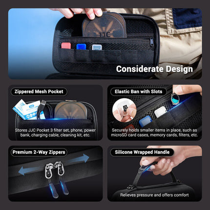 Funda rígida JJC para DJI Pocket 3 Creator Combo Kit con correa ajustable y 3 estuches microSD