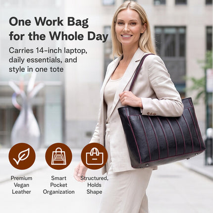 Rofozzi Voyager Lane Bolso Vegano para Laptop 14" Negro con Funda y Correas 12