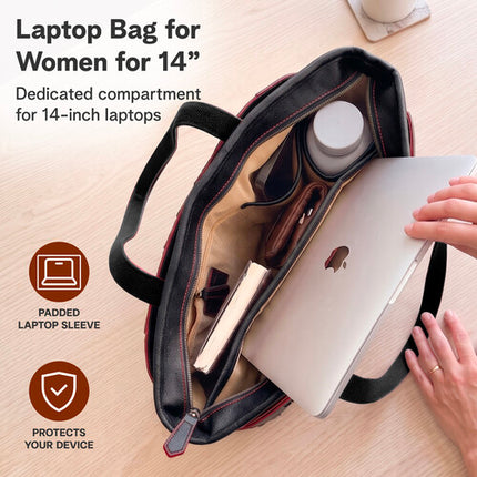 Rofozzi Voyager Lane Bolso Vegano para Laptop 14" Negro con Funda y Correas 12