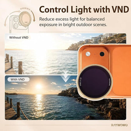 Raywowo Filtro ND Variable 1-5 Stop para iPhone 17 Pro Max Dorado