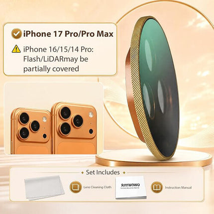 Raywowo Filtro ND Variable 1-5 Stop para iPhone 17 Pro Max Dorado