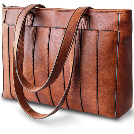 Rofozzi Voyager Lane Bolso Tote de Cuero Vegano para Laptop 14" Caramelo