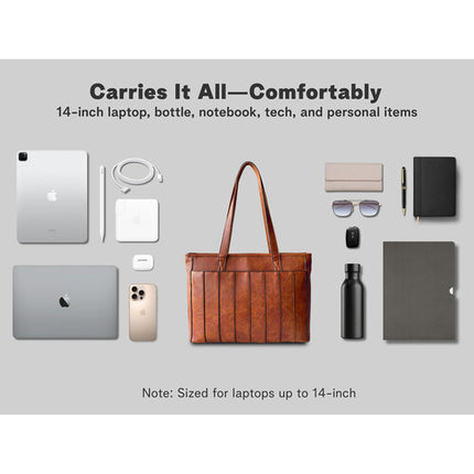 Rofozzi Voyager Lane Bolso Tote de Cuero Vegano para Laptop 14" Caramelo