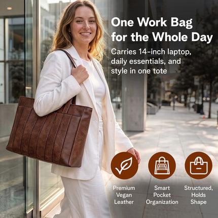 Rofozzi Voyager Lane Bolso Tote para Laptop 14" Piel Vegana Espresso
