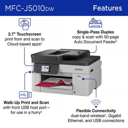 Brother MFC-J5010DW Impresora Multifuncional Tinta Color Wi-Fi 4800x1200dpi 28ppm