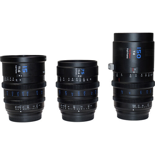 Sirui VP-1 Vision Prime Juego de 3 Lentes Cine Full Frame 15 75 150mm T1.4 T1.6 T4 Macro