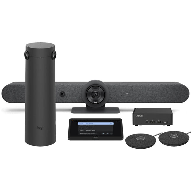 Logitech Rally Bar Kit con Cámara Sight Control Touch 10.1" y 2 Micrófonos para Teams Rooms