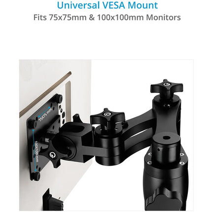 Proaim Brazo Articulado para Monitor Cart de Cámara VESA 75 100mm Reach 17" Payload 25kg Rod 35"