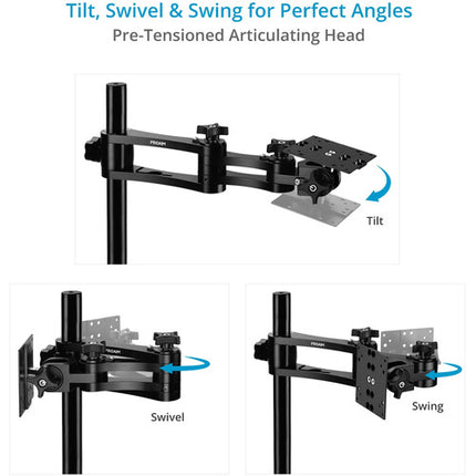 Proaim Brazo Articulado para Monitor Cart de Cámara VESA 75 100mm Reach 17" Payload 25kg Rod 35"
