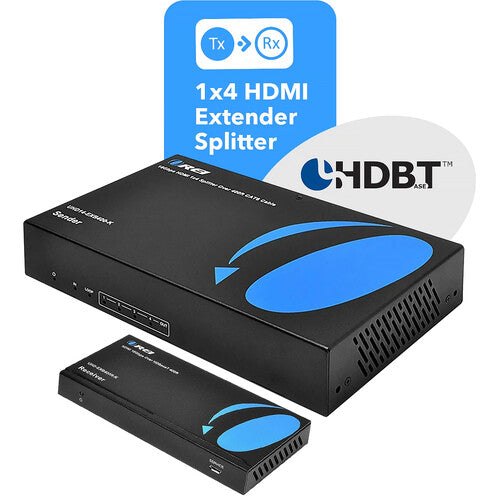 OREI 1x4 Splitter y Extensor HDMI HDBaseT 4K60 hasta 394 pies con Audio y Control IR