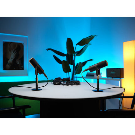 Saramonic MV Pod Micrófono Dinámico Cardioide USB XLR 1.14 Pulgadas 24-Bit 48 kHz con Soporte de Escritorio y Filtros Pop