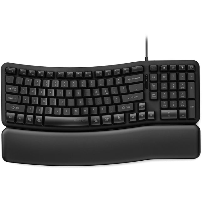 Kensington Pro Fit Ergo KB620-W Teclado ergonómico USB-C con 20 teclas programables y reposamuñecas integrado