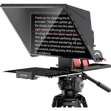 Desview TP15 Teleprompter portátil 15 pulgadas con control Bluetooth y maletín aluminio