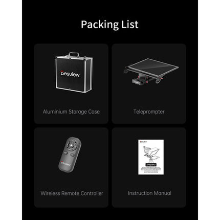 Desview TP17 Kit de Teleprompter Portátil 17 Pulgadas con Control Bluetooth y Soporte Ajustable