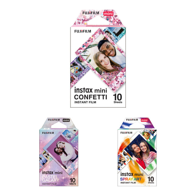 FUJIFILM instax mini Película instantánea 30 exposiciones 3 diseños confetti galaxy spray art