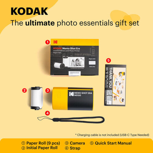 Kodak Memoshot Era Cámara con Impresora B&N 300 dpi Paquete 9 Rollos
