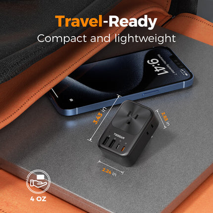Tessan Adaptador de Viaje US a Europa con Puertos USB-C 20W y USB-A 12W