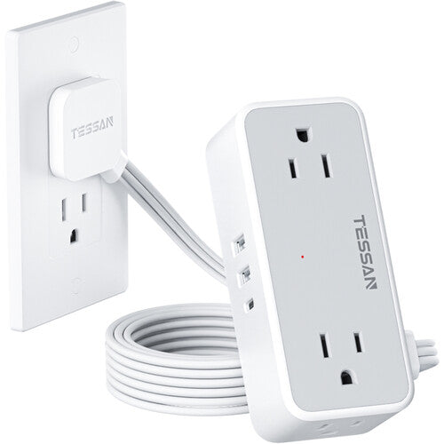 Tessan Regleta Protectora con 4 Enchufes 3 Puertos USB 900J Gris
