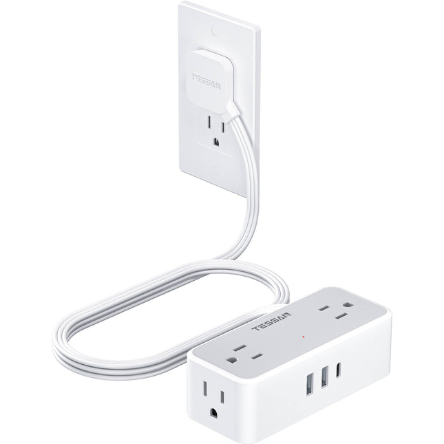Tessan Regleta Protectora con 4 Enchufes 3 Puertos USB 900J Gris