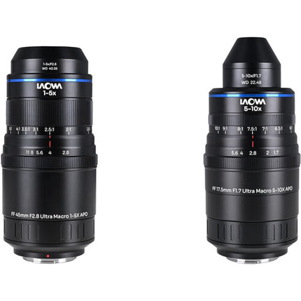 Venus Optics Laowa Aksen Set de lentes Ultra Macro 17.5mm f1.7 y 45mm f2.8 APS Micro Cuatro Tercios