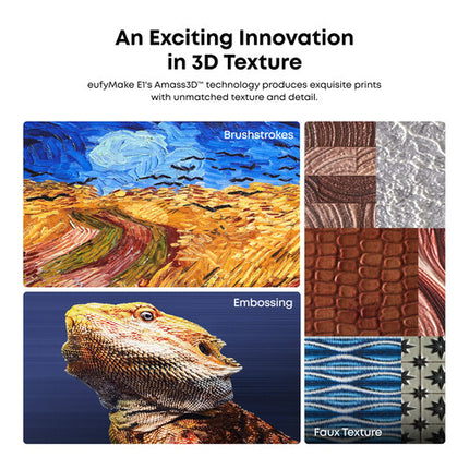 eufyMake E1 Impresora UV 3D Texturizada 16.5x13 Pulg 1440 dpi Kit Tintas