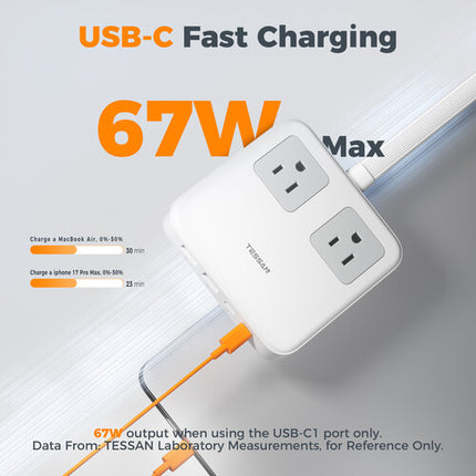 Tessan TS-PS12US00-GR Estación de Carga 67W 2 AC 4 USB Compacta