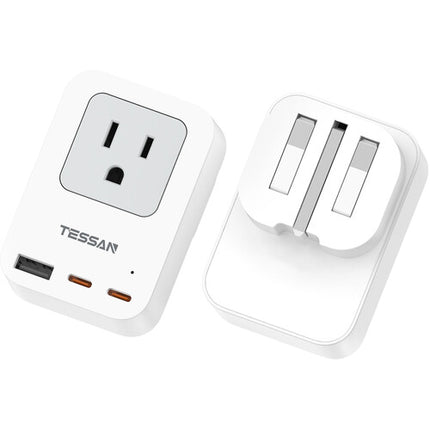 Tessan Adaptador de Viaje 4 en 1 US a UK con USB 2500W y Puertos USB-C 20W