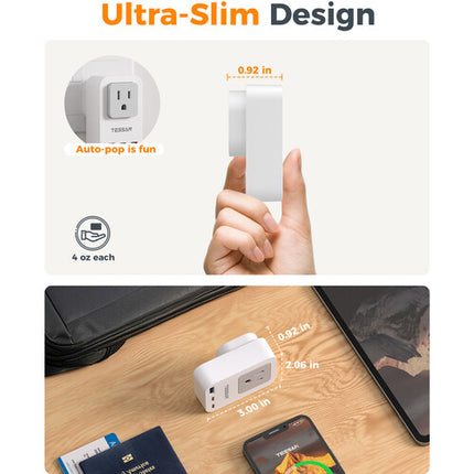 Tessan Adaptador de Viaje 4 en 1 US a UK con USB 2500W y Puertos USB-C 20W