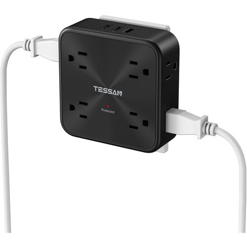 Tessan 11 en 1 Extensor de Pared con 8 Tomacorrientes y 3 USB