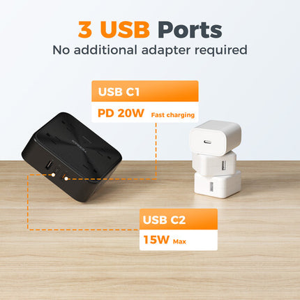 Tessan 11 en 1 Extensor de Pared con 8 Tomacorrientes y 3 USB