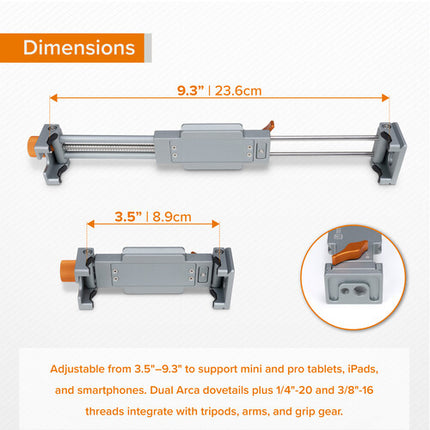 Tether Tools AeroTrac Sistema de Montaje para Tablets y Teléfonos 3.5 a 9.3 Pulgadas con Mini Ball Head y Adaptador Arca-Type