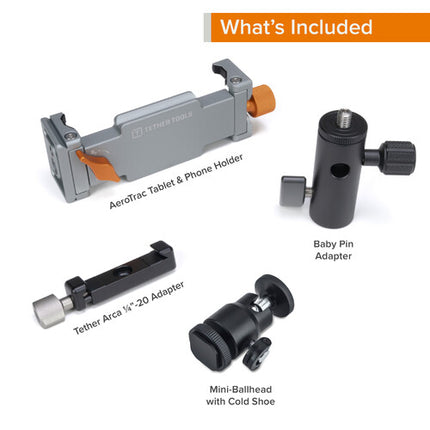 Tether Tools AeroTrac Sistema de Montaje para Tablets y Teléfonos 3.5 a 9.3 Pulgadas con Mini Ball Head y Adaptador Arca-Type