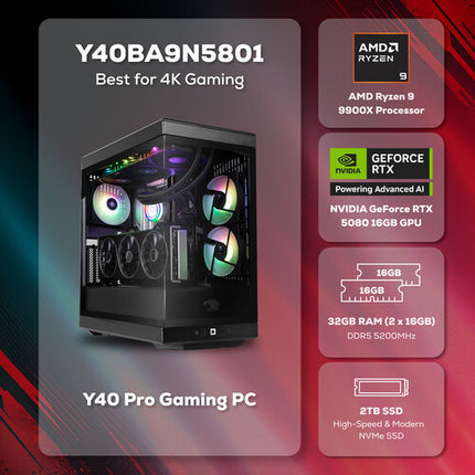 iBUYPOWER Y40 PRO computadora de escritorio Gaming 32GB RAM 2TB SSD teclado y mouse