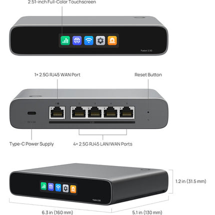 TP-Link Omada Fusion Router VPN Multi-WAN 2.5G 300 Clientes Pantalla Táctil