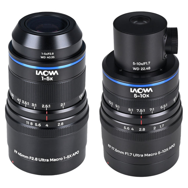 Venus Optics Laowa Aksen Juego de Lentes Ultra Macro APO 17.5mm y 45mm para Canon EF con Iluminación Coaxial y Magnificación 1:1 a 10:1