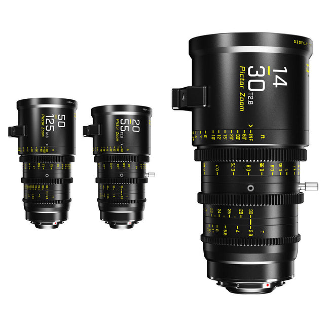 DZOFilm Pictor Super 35 T2.8 Zoom 14-30mm 20-55mm 50-125mm Pack con Estuche Rigido