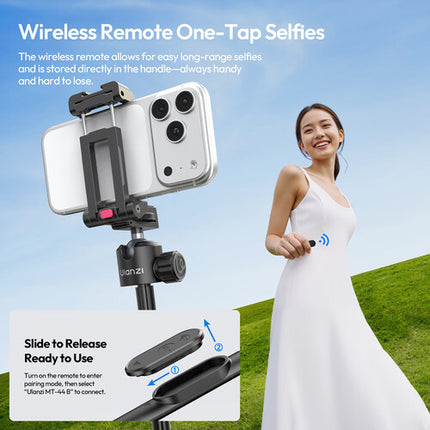 Ulanzi MT-44 B Soporte 2 en 1 Quadpod y Selfie Stick 3.3 lb con Control Remoto Bluetooth