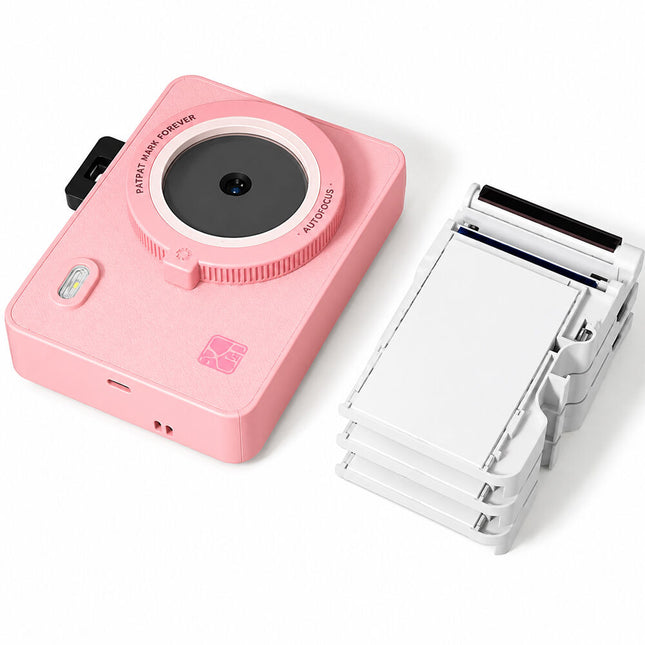 Hanin M5S Cámara Instantánea Rosa con Kit de Película 20 Exposiciones 2MP 300 dpi