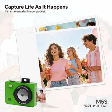 Hanin M5S Cámara Instantánea Verde con Kit de Film 20 Exposiciones 2MP 300 dpi