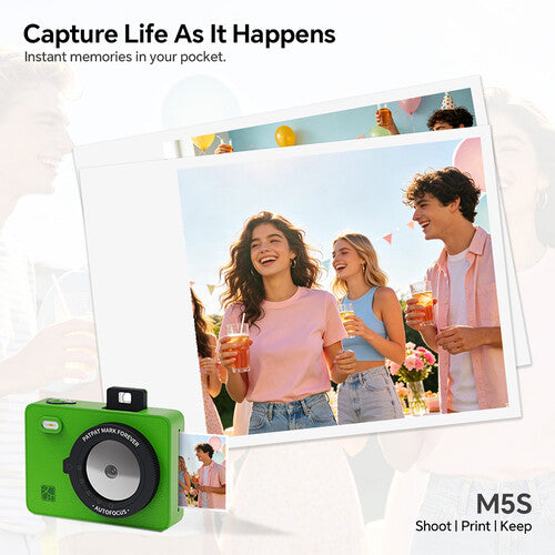 Hanin M5S Cámara Instantánea Verde con Kit de Film 20 Exposiciones 2MP 300 dpi