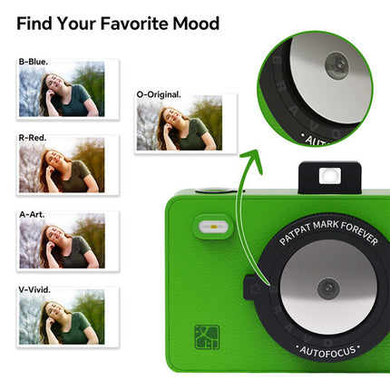 Hanin M5S Cámara Instantánea Verde con Kit de Film 20 Exposiciones 2MP 300 dpi