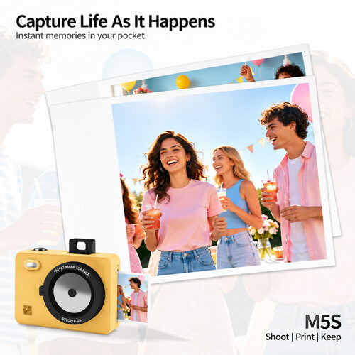 Hanin M5S Cámara Instantánea con Kit de Película 2MP 300 dpi 20 Exposiciones Amarilla